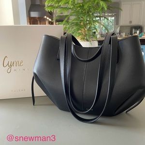 POLENE Cyme Mini in Black Textured Leather
